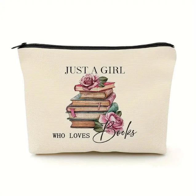 "Just a Girl Who Loves Books" Make-up bag