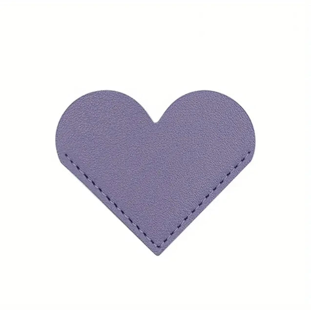 Purple Faux Leather Heart-Shaped Bookmark