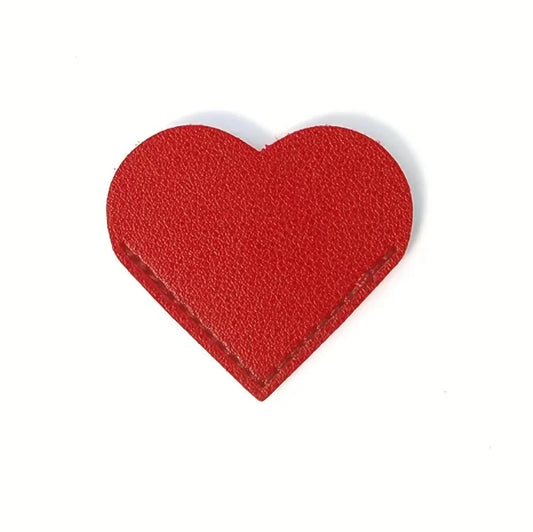 Red Faux Leather Heart-Shaped Bookmark